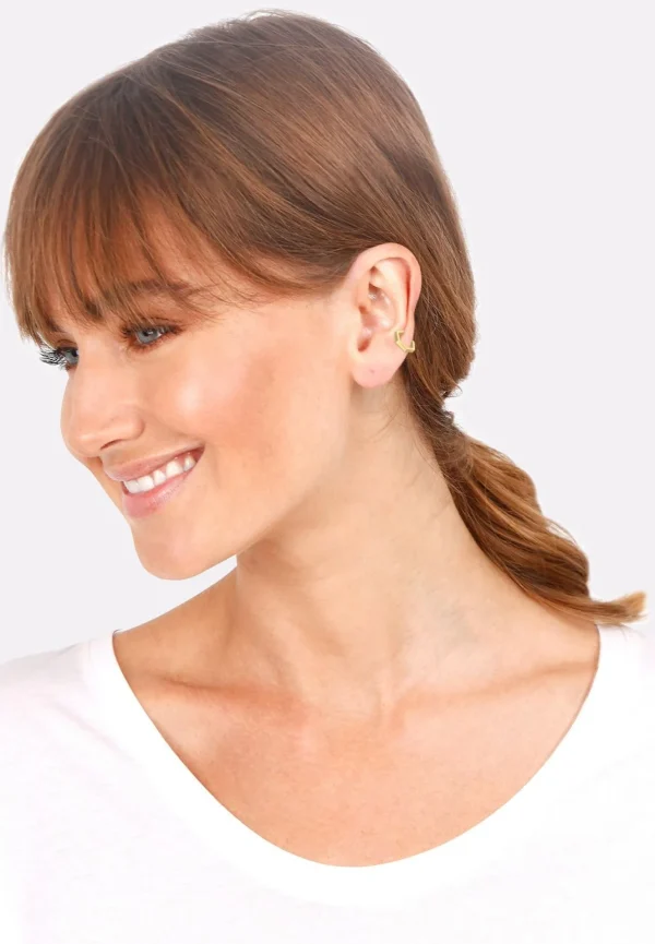 Ear Cuffs>Elli Dames Oorhaakje Enkel Zeshoekig Basic Minimal Blogger In 925 Sterling Zilver