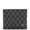 Portemonnees>Guess Jet Set Heren Billfold Portemonnee Leer - Zwart