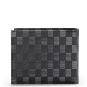 Portemonnees>Guess Jet Set Heren Billfold Portemonnee Leer - Zwart