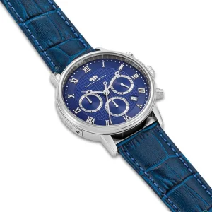 Herenhorloges>Rhodenwald & Söhne Rhodenwald & Sohne Chronograaf Moonlight In Zilver Echt Leer In Blauw