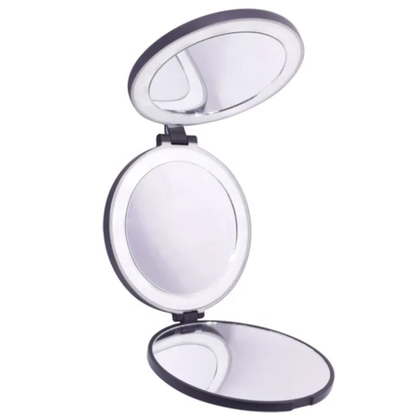 Make-Up Spiegels>UNIQ Drie-Voudige Compacte Reisspiegel Met Led-Lichten