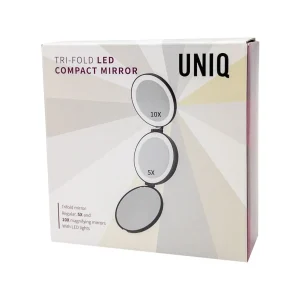 Make-Up Spiegels>UNIQ Drie-Voudige Compacte Reisspiegel Met Led-Lichten